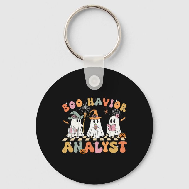 Retro Ghost Boo Havior Analyst Therapist Bcba Hall Keychain (Front)