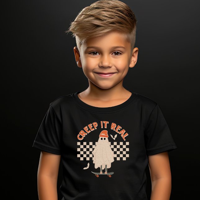Retro Ghost Creep It Real Skateboard Halloween T-Shirt (Creator Uploaded)