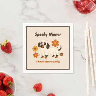 Retro Ghost Dachshund Halloween Spooky Napkins