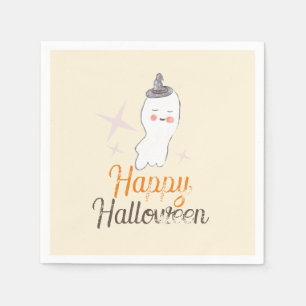 Retro Ghost Doodle Halloween Birthday Party Napkins