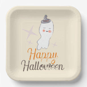 Retro Ghost Doodle Halloween Birthday Party Paper Plates