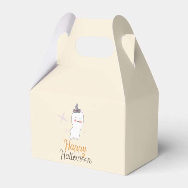 Retro Ghost Doodle Halloween Design   Favor Boxes (Front Side)