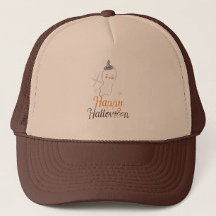 Retro Ghost Doodle Halloween Design Trucker Hat