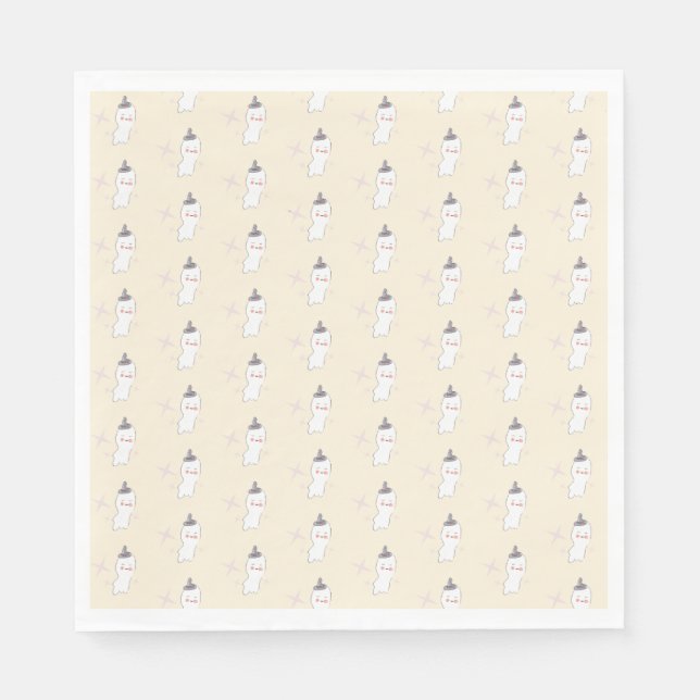 Retro Ghost Doodle Halloween Pattern  Napkins (Front)