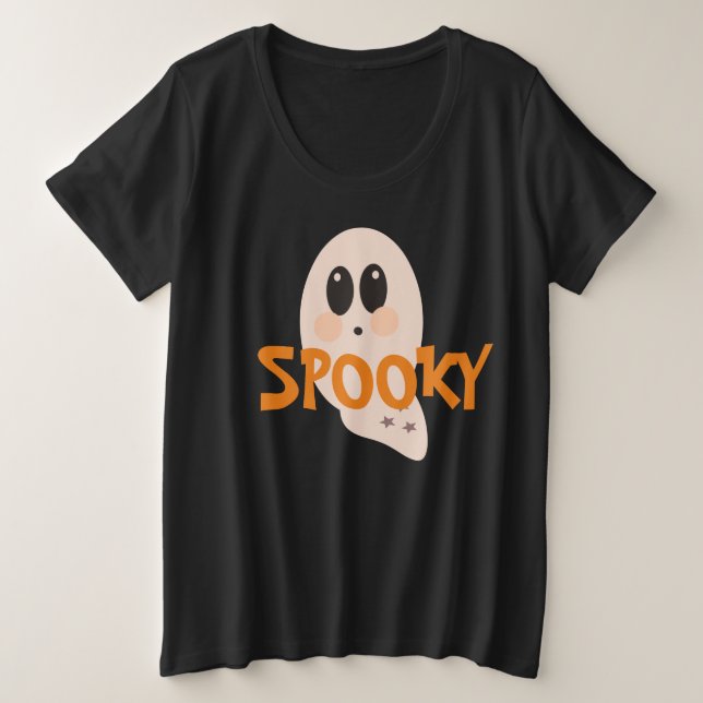 Retro Ghost Halloween Spooky  Plus Size T-Shirt (Design Front)