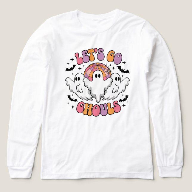 Retro Ghost Halloween T-Shirt – “Let’s Go Ghouls Tri-Blend Shirt (Design Front)