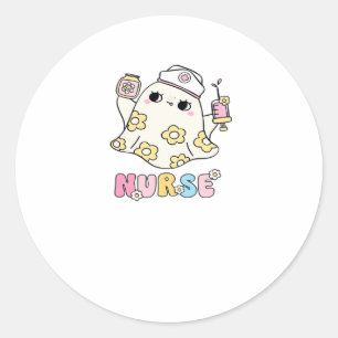 Retro Ghost Nurse Halloween Design Classic T-Shirt Classic Round Sticker