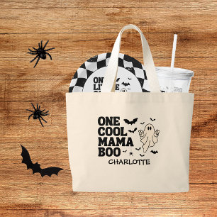 Retro Ghost One Halloween Boy 1st Birthday Large Tote Bag