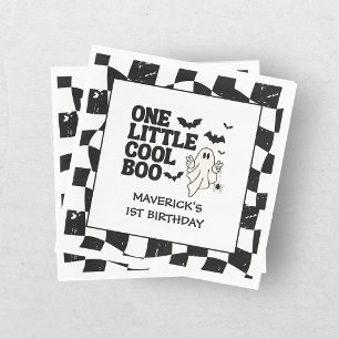 Retro Ghost One Halloween Boy 1st Birthday Napkins