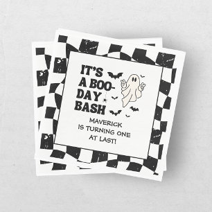 Retro Ghost One Halloween Boy 1st Birthday Napkins