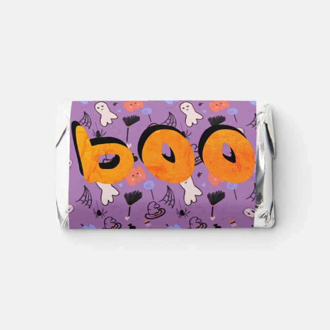 Retro Ghost Pumpkin Halloween Doodle Birthday  Hershey's Miniatures (Front)