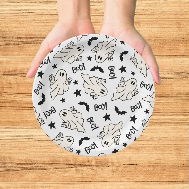 Retro Ghost Spooktacular  Halloween Paper Plates (Creator Uploaded)