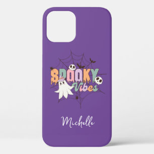 Retro Ghost Spooky Vibes Personalized iPhone 12 Case