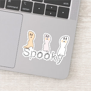 Retro Ghost Tan White Spooky Lettering Sticker