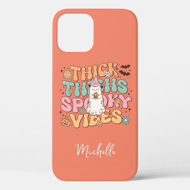 Retro Ghost Thick Thighs Spooky Vibes Personalized Case-Mate iPhone Case (Back)