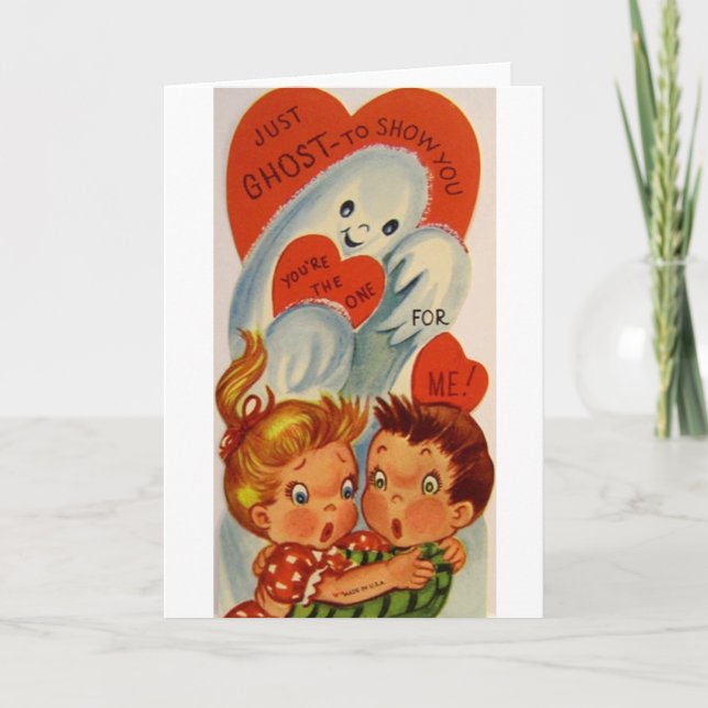 Retro Ghost Valentine's Day Card (Front)