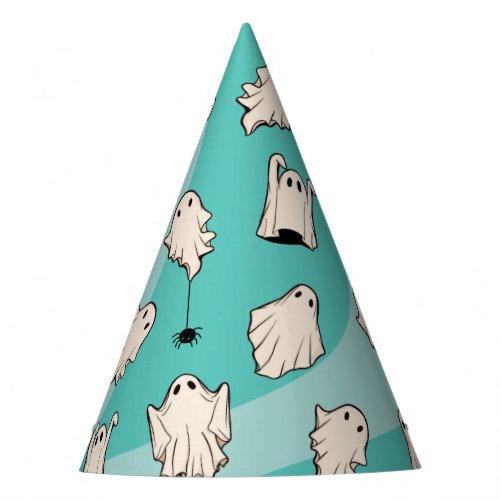 Retro Ghosts Blue Halloween Party Hat