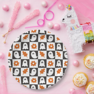 Retro Ghosts Halloween Cute Pastel Ghost Kids Paper Plates