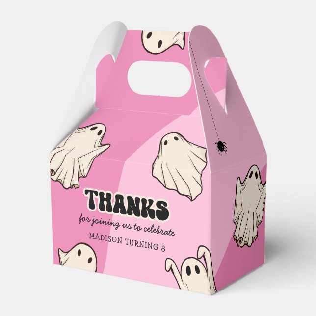 Retro Ghosts Kids Halloween Birthday Party Favor Boxes (Front Side)