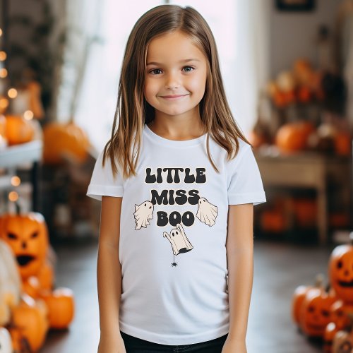 Retro Ghosts Little Miss Boo Halloween T_Shirt