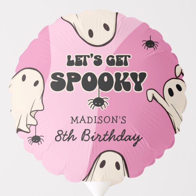 Retro Ghosts Pink Halloween Birthday Party Balloon (Front)