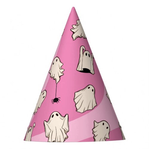 Retro Ghosts Pink Halloween Party Hat