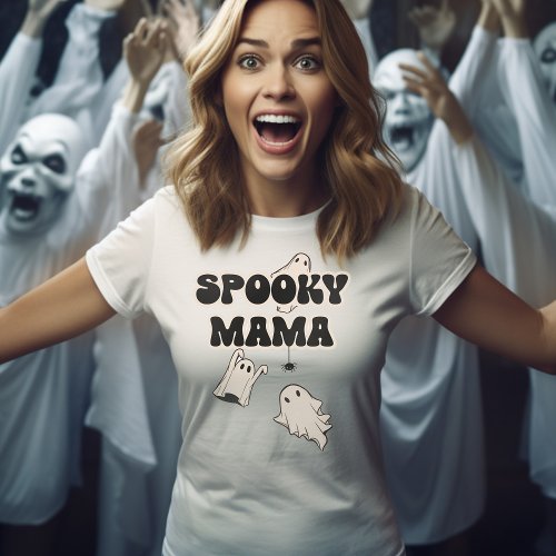 Retro Ghosts Spooky Mama Halloween T_Shirt