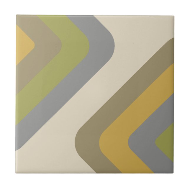 Retro Giant Diamonds Multicolored Ceramic Tile (Front)