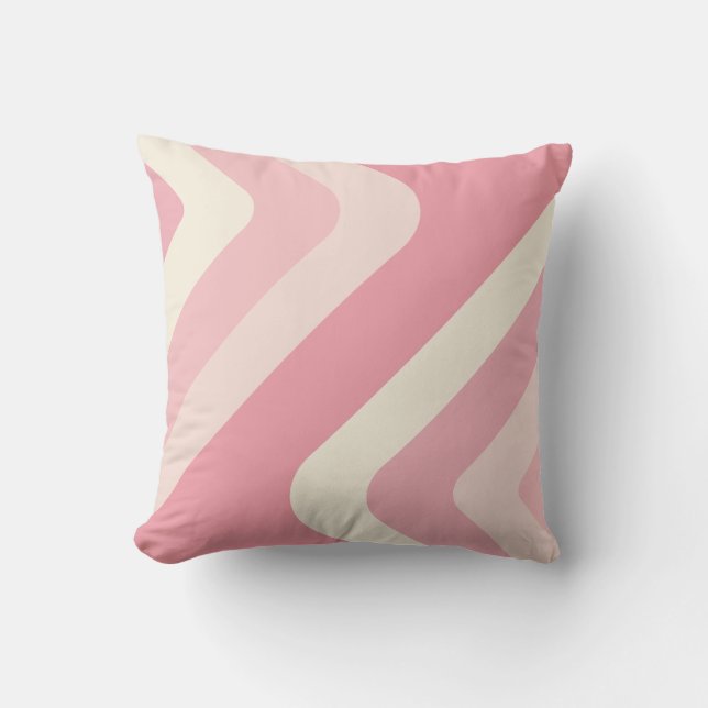 Retro Giant Diamonds Pink Vanilla Throw Pillow (Front)