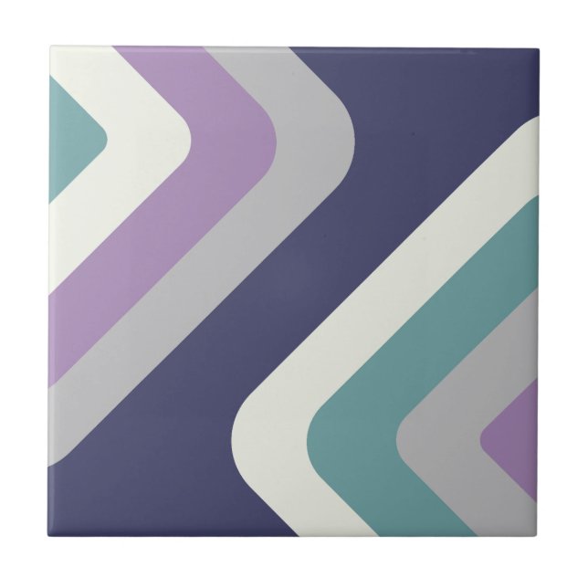 Retro Giant Diamonds Purple Colorful Ceramic Tile (Front)