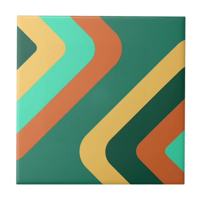 Retro Giant Diamonds Teal Multicolored Ceramic Tile (Front)