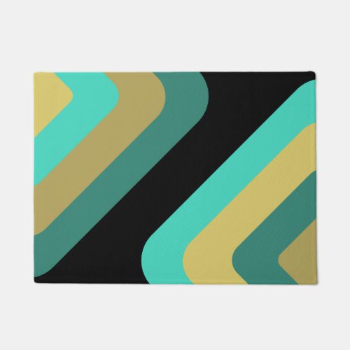 Retro Giant Diamonds Turquoise Gold Doormat