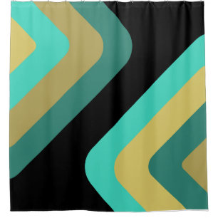 Retro Giant Diamonds Turquoise Gold Shower Curtain