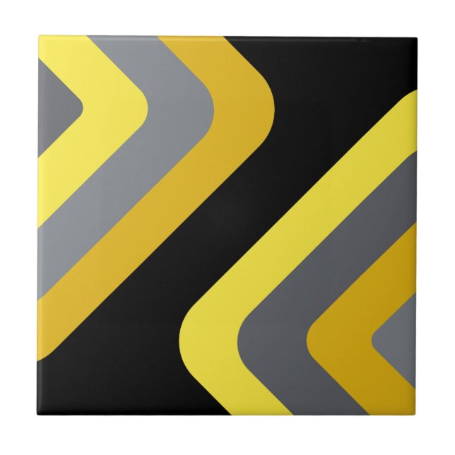 Retro Giant Diamonds Yellow Gray Ceramic Tile (Front)