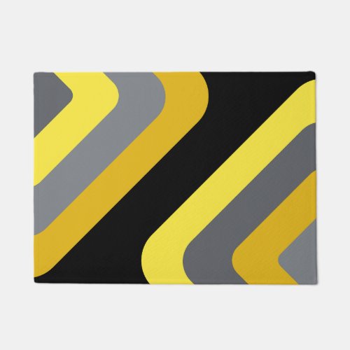 Retro Giant Diamonds Yellow Gray Doormat