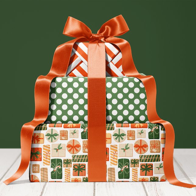 Retro Gift Box Pattern Cute Holiday Christmas Wrapping Paper Sheets (Creator Uploaded)