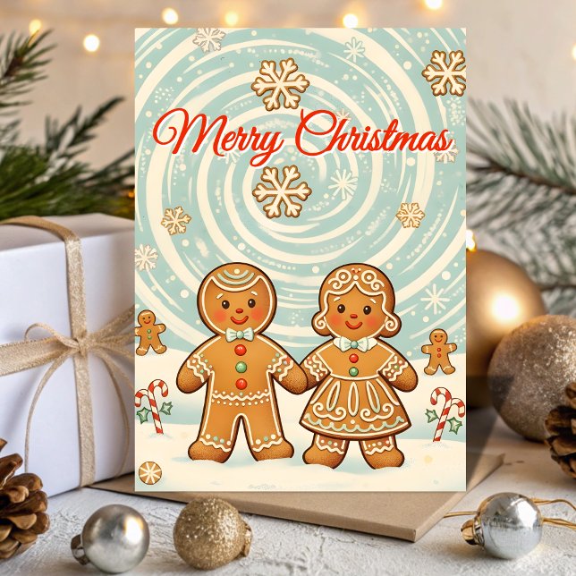 Retro Gingerbread Blizzard Christmas Holiday Card (Creator Uploaded)