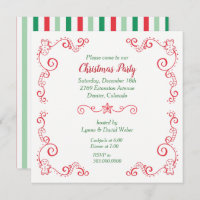 Retro Gingerbread Candy Cane Border Holiday Party Invitation