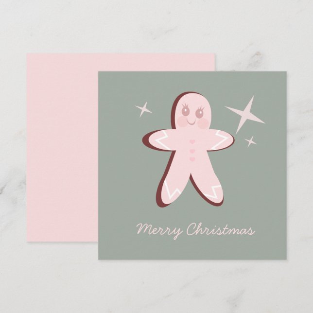 Retro Gingerbread Cookies Groovy Christmas Card (Front/Back)