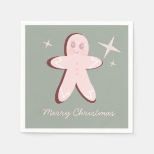Retro Gingerbread Cookies Groovy Christmas Napkins