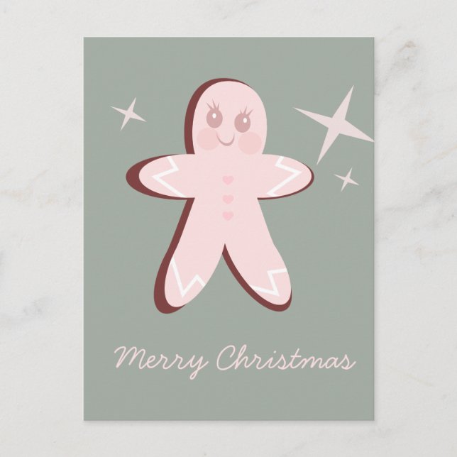Retro Gingerbread Cookies Groovy Christmas  Postcard (Front)