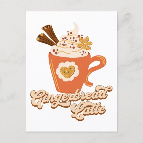 Retro Gingerbread Latte Coffee Postcard