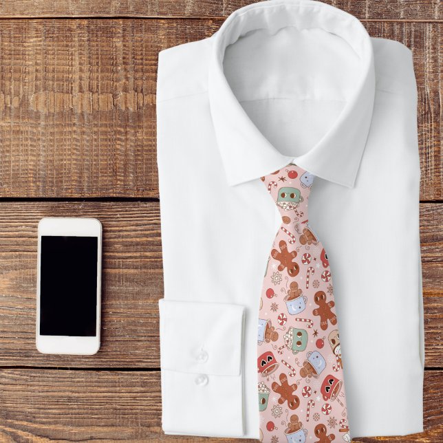 Retro Gingerbread Man Candy Cane Neck Tie (Creator Uploaded)