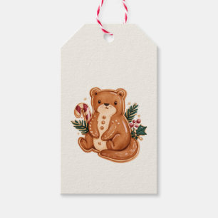 Retro Gingerbread Otter with Candy Cane Gift Tags