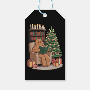 Retro Gingerbread Reading Books Christmas Teacher Gift Tags