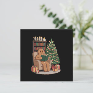 Retro Gingerbread Reading Books Christmas Teacher Holiday Card