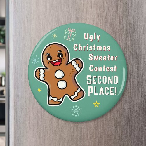 Retro Gingerbread Ugly Xmas Sweater Contest 2nd Magnet