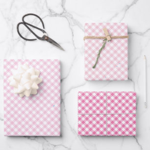 Retro Gingham 3 Pink Wrapping Paper Sheets