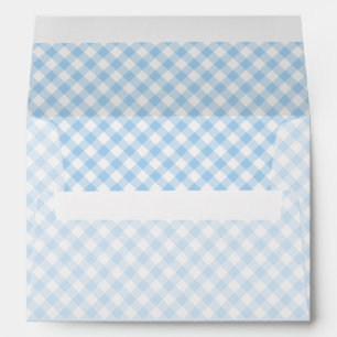 Retro Gingham Baby Blue Envelope