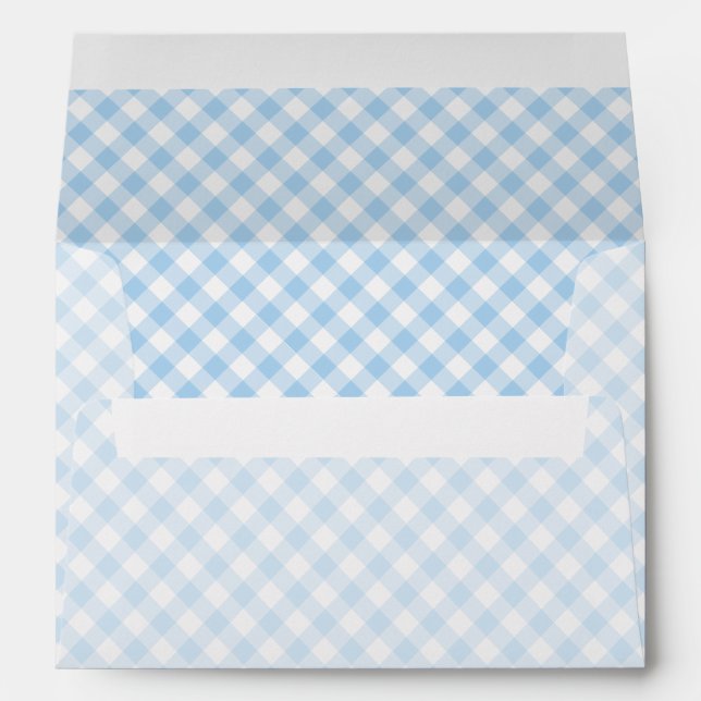 Retro Gingham Baby Blue Envelope (Back (Bottom))